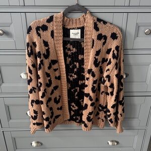Abercrombie & Fitch Tan and Black Leopard Open Cardigan